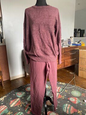 3pc Barefoot Dreams pant set Athleisure Luxe deep plum size medium